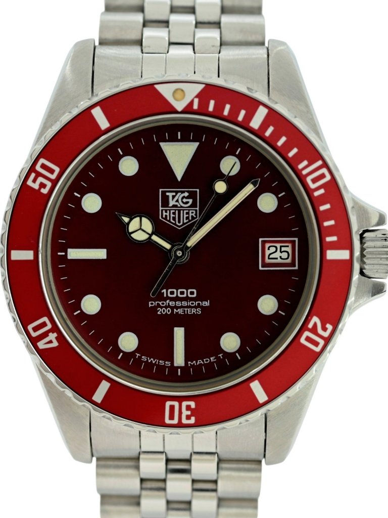 Tag Heuer 37mm Men's 1000 Series Red Dial Dive Jubilee Band Jdm Watch 980.913 N — image 5 of 8